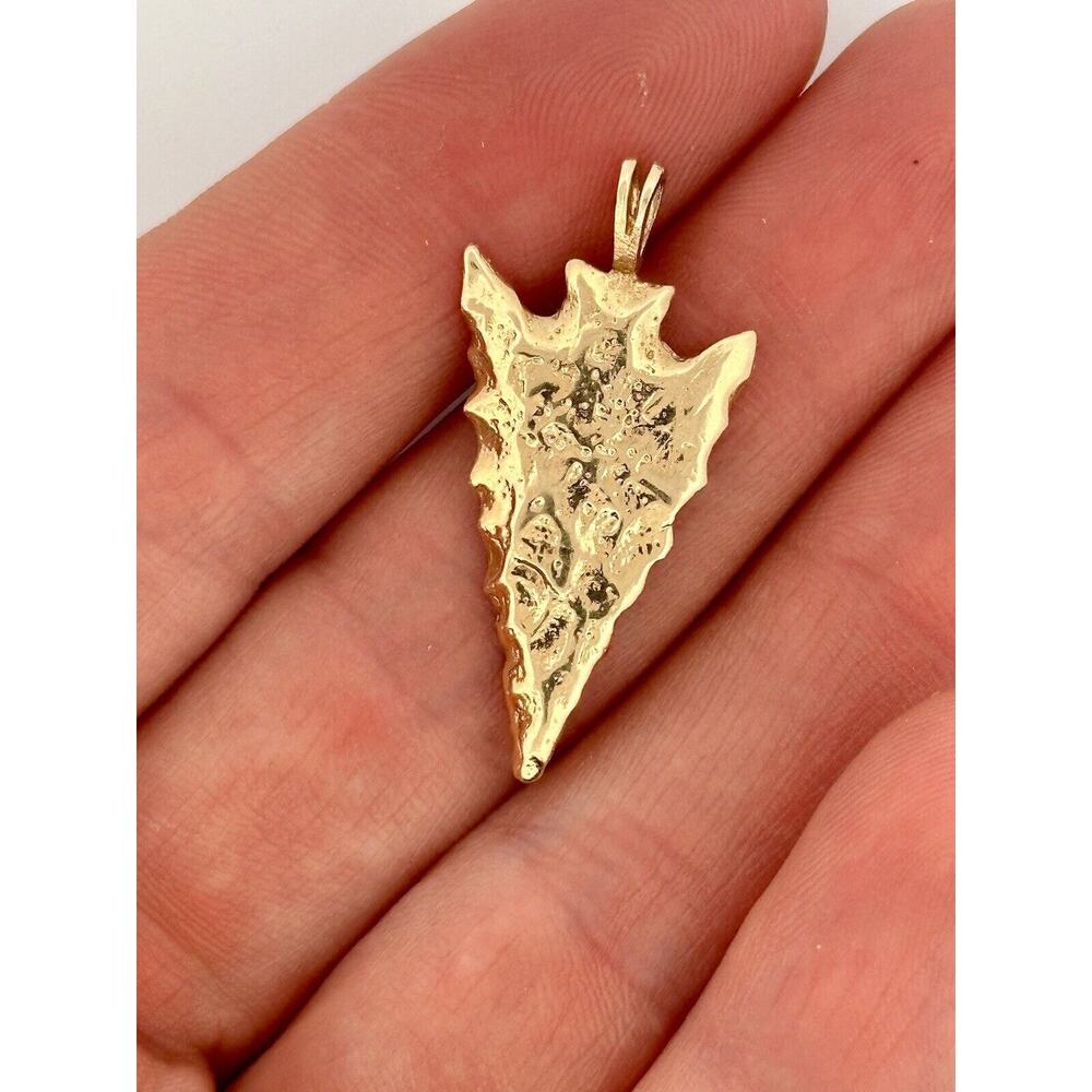 14k Solid Gold Native American Arrowhead Pendant … - image 3